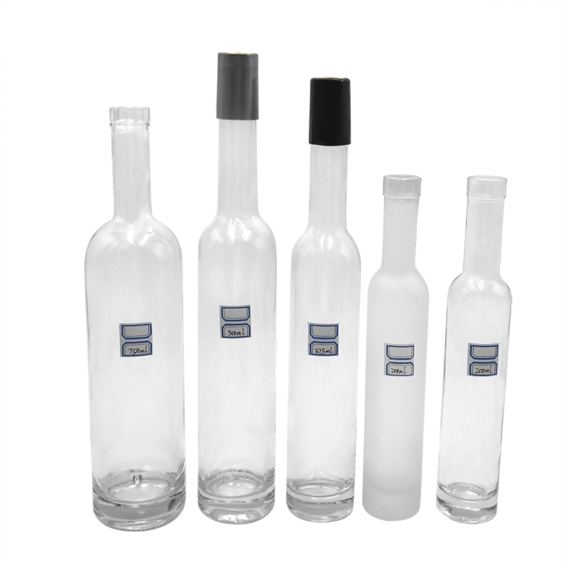 Clear Glass Bordeaux Wine Bottle Flat-Bottomed Screw 200ml Long Neck Transparent Fruit Liquor / Ice Wine Glass Bottle