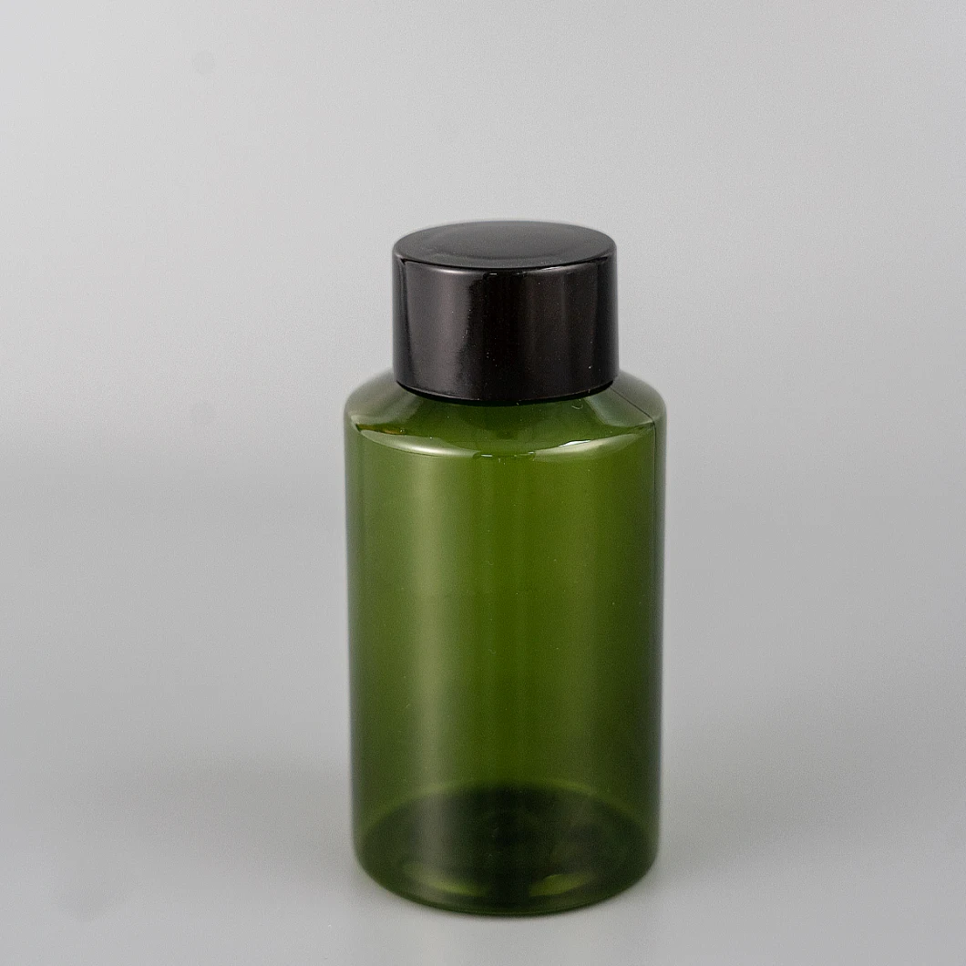 Food Grade Plastic Bottle Dark Green Color Thick Wall 50ml Plastic Medicine Care Bottle with Sealing PE Gasket for Medical Usage