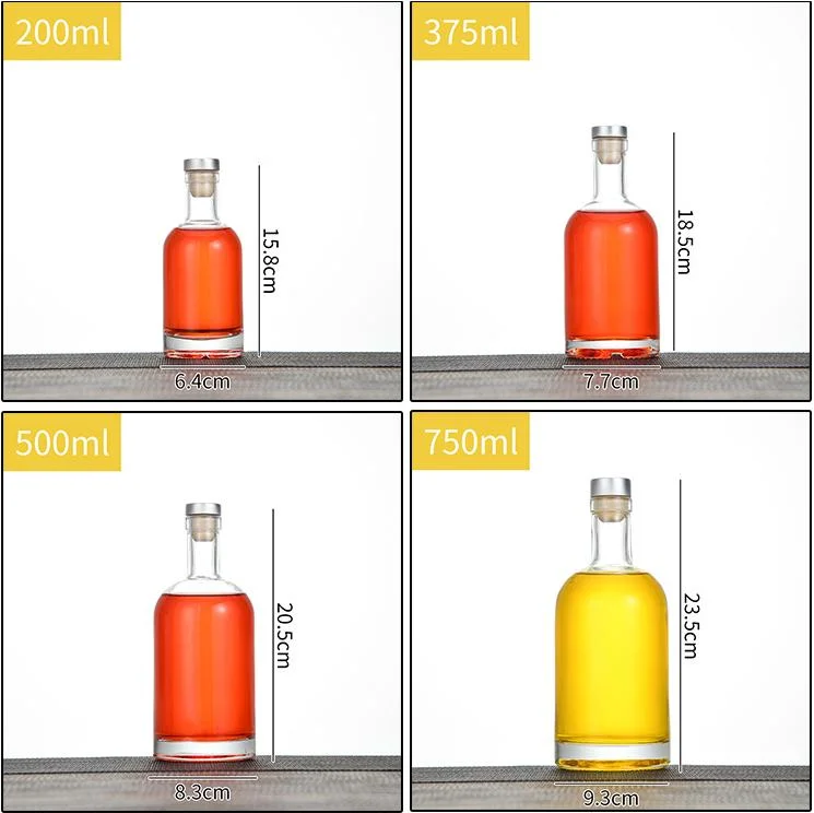 Customized Logo Vodka Liquor Ice Container 50ml 187 Ml 100ml Glass Wine Bottle 750 Ml