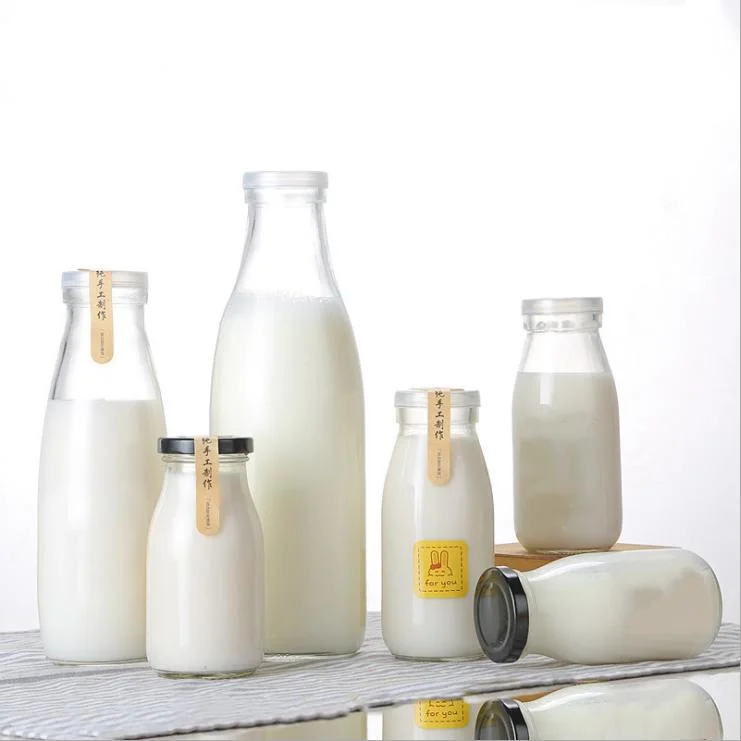 200ml 250ml 500ml 1 Liter Glass Beverage Bottles Wholesale Empty Milk Juice Bottles Glass Milk Bottle