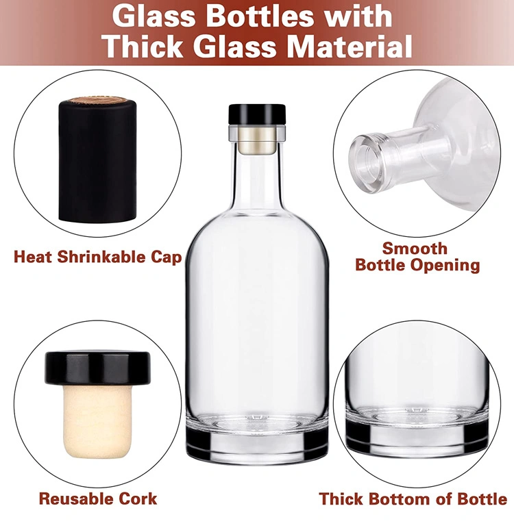 Factory Direct Sale Custom High Quality Clear 500ml 16oz Glass Ice Wine Bottle with Cork Lid