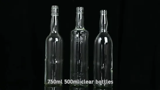Fábrica de botellas de vidrio de China, venta al por mayor, diseño personalizado, 500ml, 750ml, transparente, vacío, Gin, whisky, licor, Brandy, Vodka, botella de copa de vino