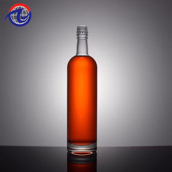 Embalaje de lujo Botella de whisky de 750 ml para vino con tapas Botella de vidrio de ginebra de 750 ml