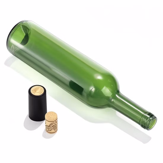 Botella de vino de copa de champán vacía personalizada al por mayor de 750 ml con tapa de corcho