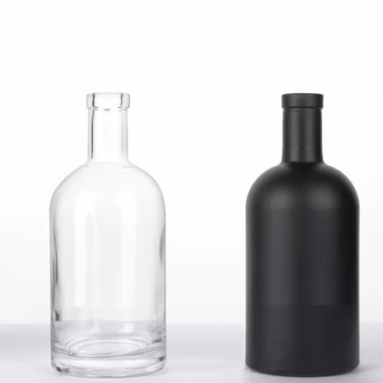700ml 750ml 1000ml claro negro nórdico redondo vacío ron whisky espíritu Gin Vodka botella de licor de vidrio con tapón de corcho