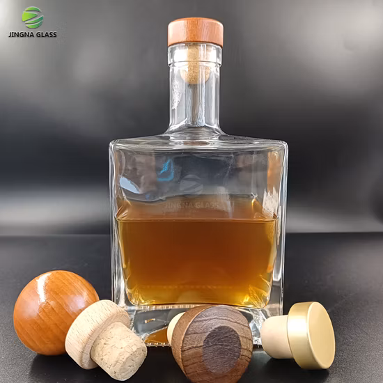 Logotipo personalizado en relieve transparente 500ml 700ml 750ml Ron Tequila Gin Brandy Ron Whisky Vodka Licor Licores Botella de vidrio