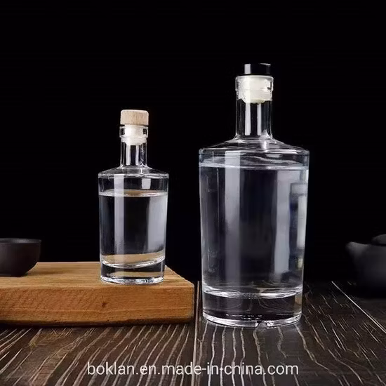 100ml 375ml 500ml 750ml Botella de vidrio de licor para Vodka Gin Whisky Ron con corcho